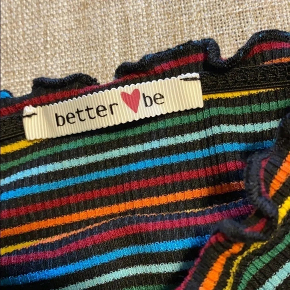 Rainbow Striped Lettuce Edge Cropped Cami Tank Topββββββββββ - Picture 4 of 4